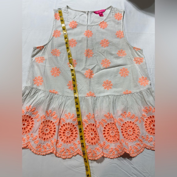 LILLY PULITZER White and Orange embroidered LILLIANA peplum Top size M - Picture 12 of 15